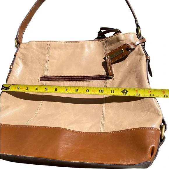 Tignanello Leather Tan and Brown Shoulder Bag Purse - Picture 9 of 14